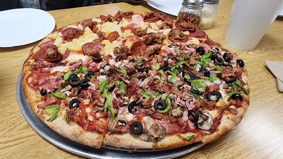 Pasta menu page from a pizza restaurant.